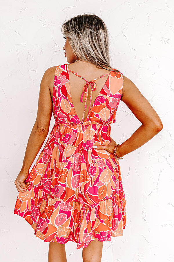 Major Event Floral Dress In Tangerine