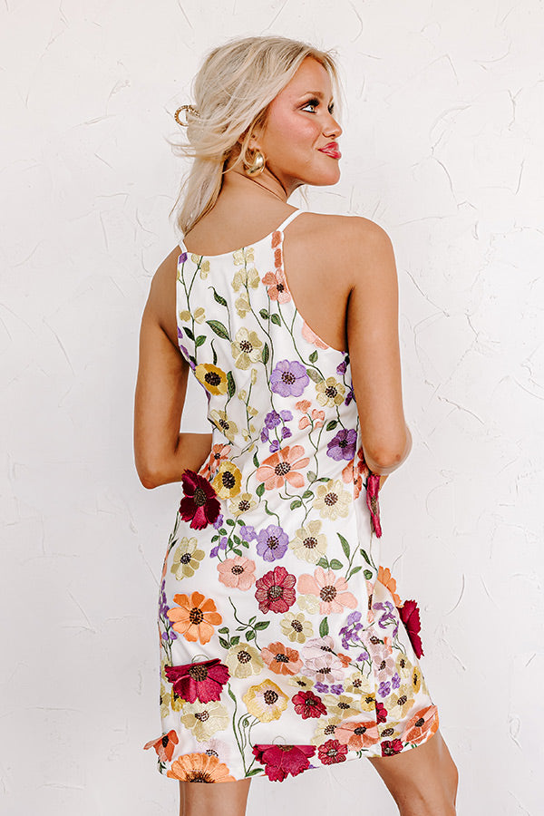 Poised For Romance Embroidered Mini Dress In White