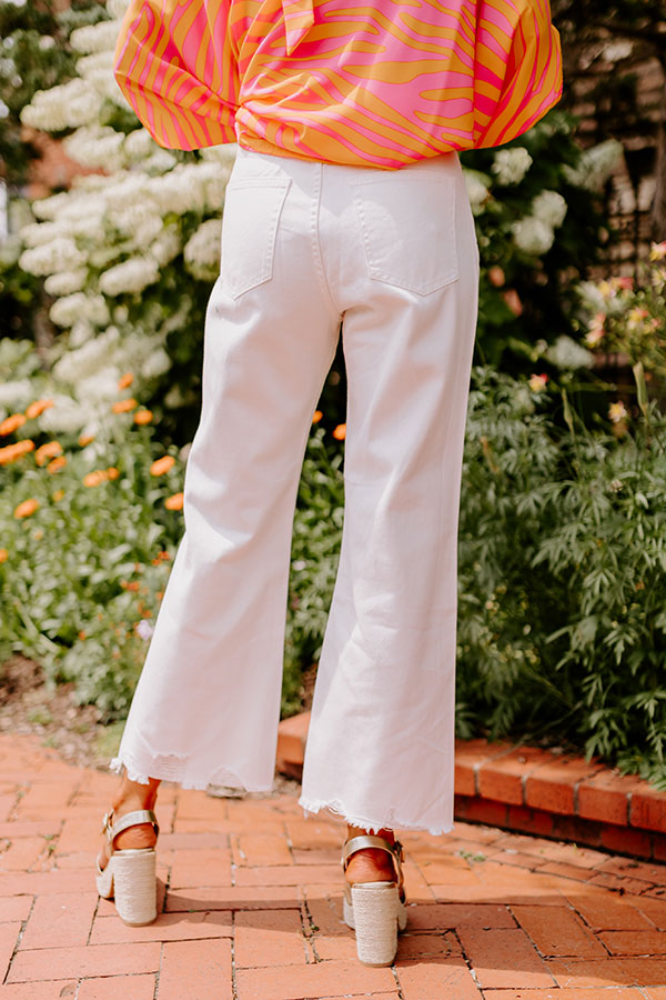 The Averie High Waist Distressed Straight Leg Jean in Ivory