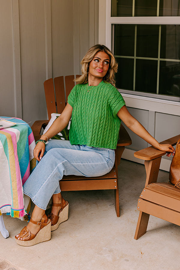 Meet Your Destiny Knit Top In Kelly Green