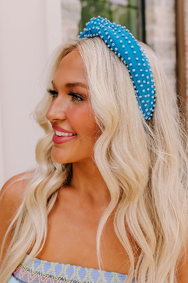 Humming Sweetly Embellished Headband In Ocean Blue