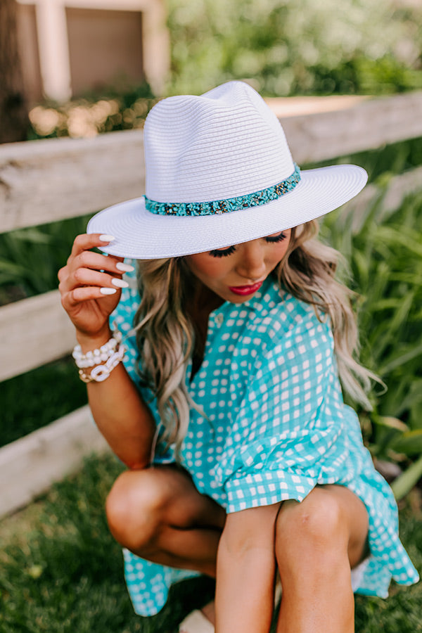 Out For Brunch Woven Hat In Turquoise