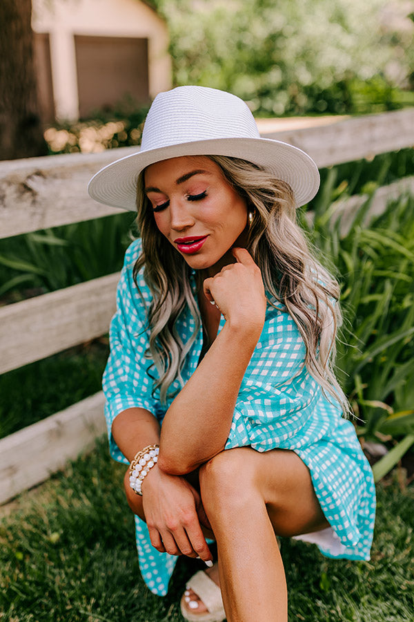 Out For Brunch Woven Hat In Turquoise