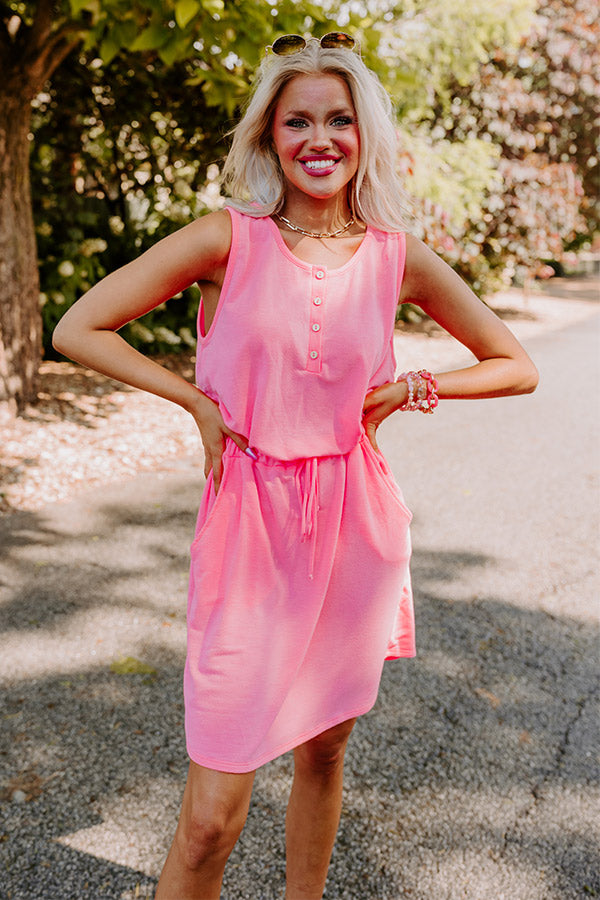strapless open back dress Ivy League Style Dress In Neon Pink – Impressions Outlet