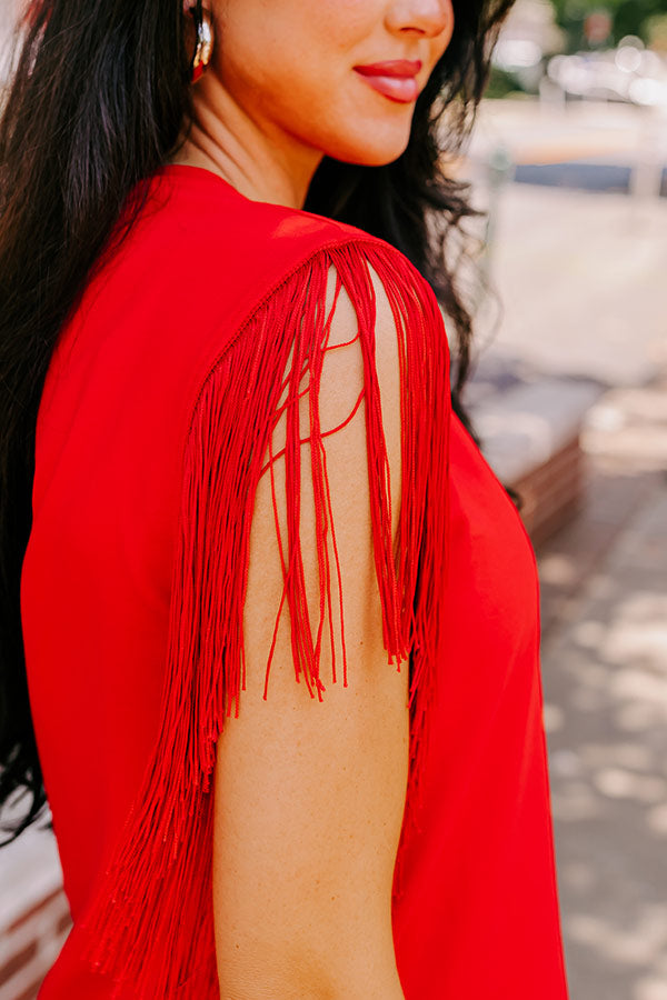 Midwest Weekend Fringe Top In Red