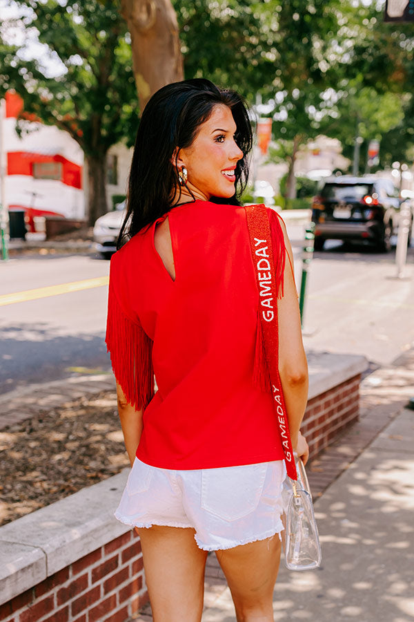 Midwest Weekend Fringe Top In Red