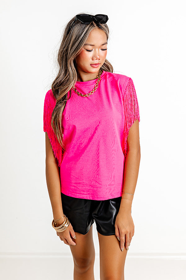 Midwest Weekend Fringe Top In Hot Pink