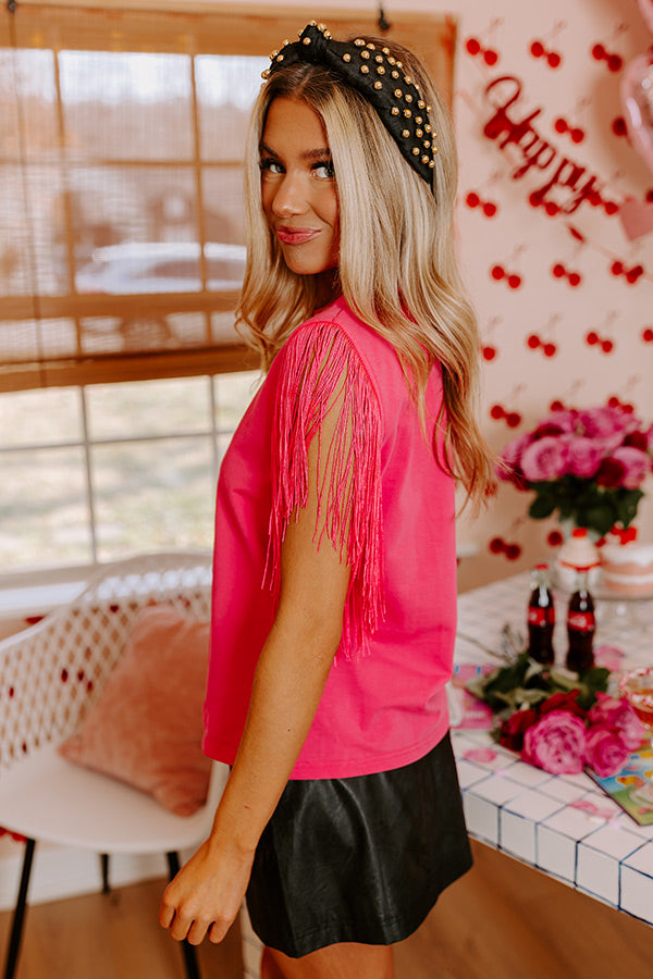 Midwest Weekend Fringe Top In Hot Pink