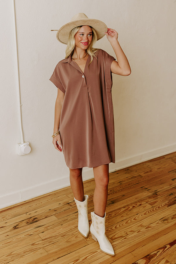 Effortless Radiance Shift Dress in Hazelnut