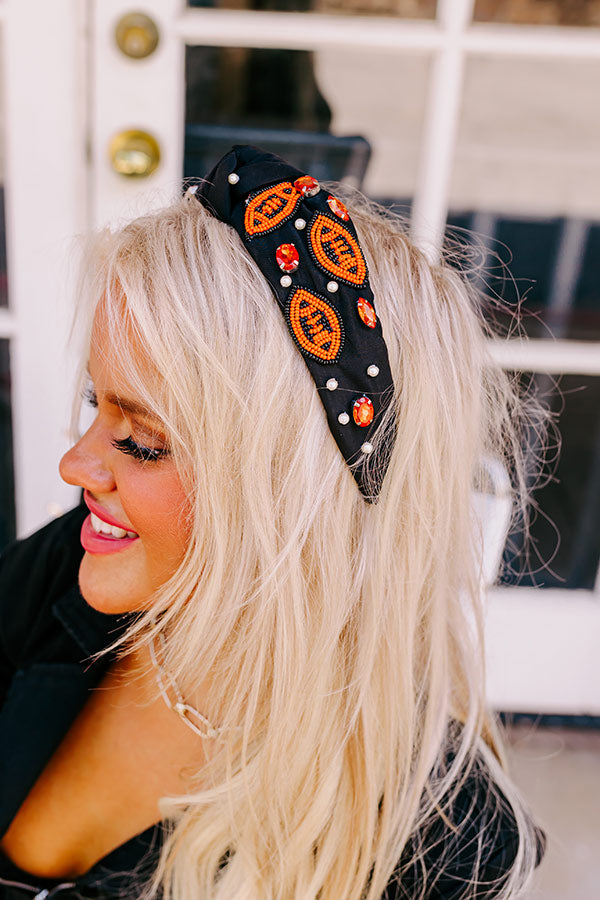 Team Spirit Embellished Headband In Black