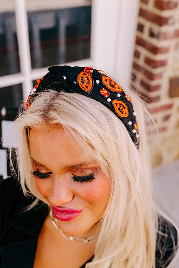 Team Spirit Embellished Headband In Black