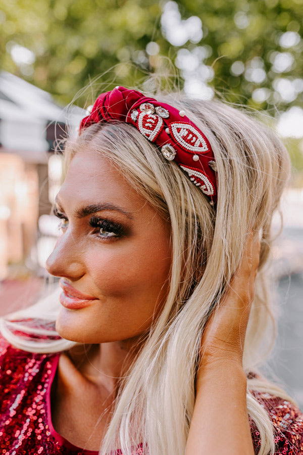 Team Spirit Embellished Headband In Wine