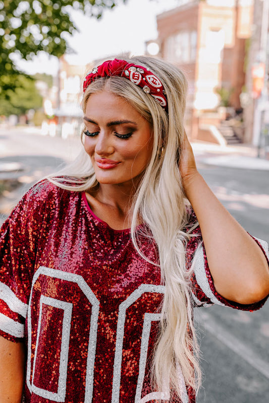 Team Spirit Embellished Headband In Wine