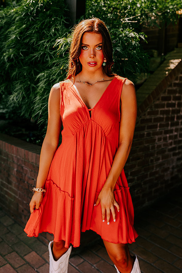 Feels Like Love Babydoll Dress In Rust