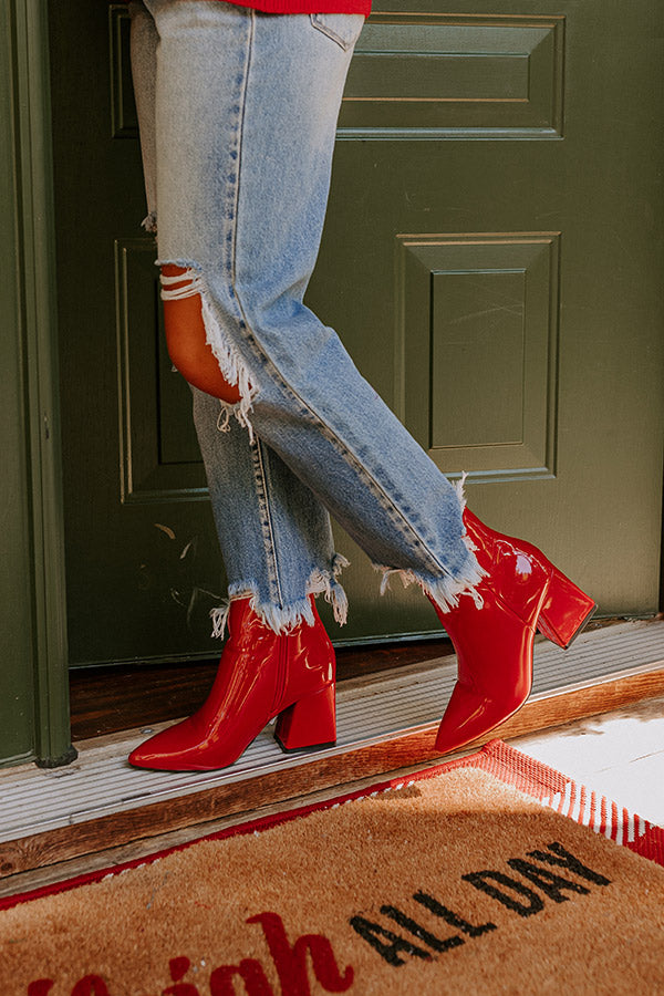 The Rowe Patent Bootie In Red