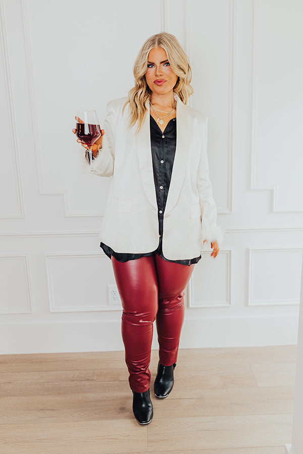 Flirty Allure High Waist Faux Leather Legging in Wine Curves