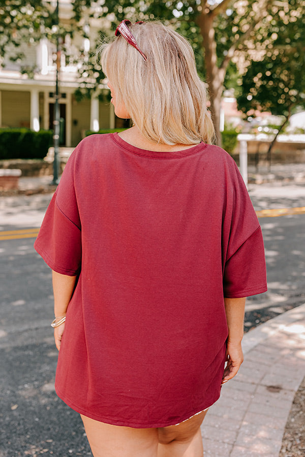 Classy Until Kick Off Tee in Maroon Curves
