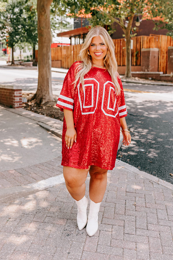 Ready To Shimmer Sequin Mini Dress in Red Curves Ready To Shimmer Sequin Mini Dress in Red Curves