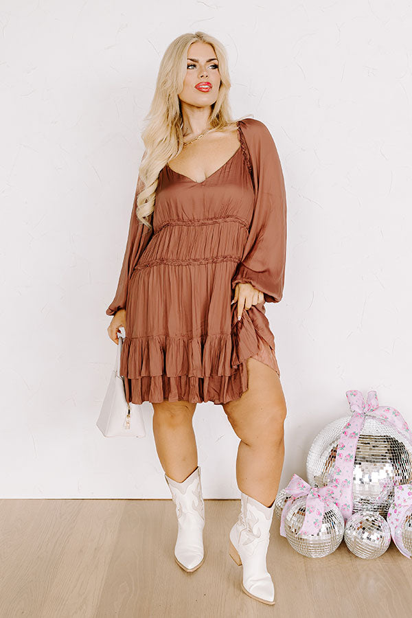 Caught Crushing Ruffle Dress In Rustic Rose Curves