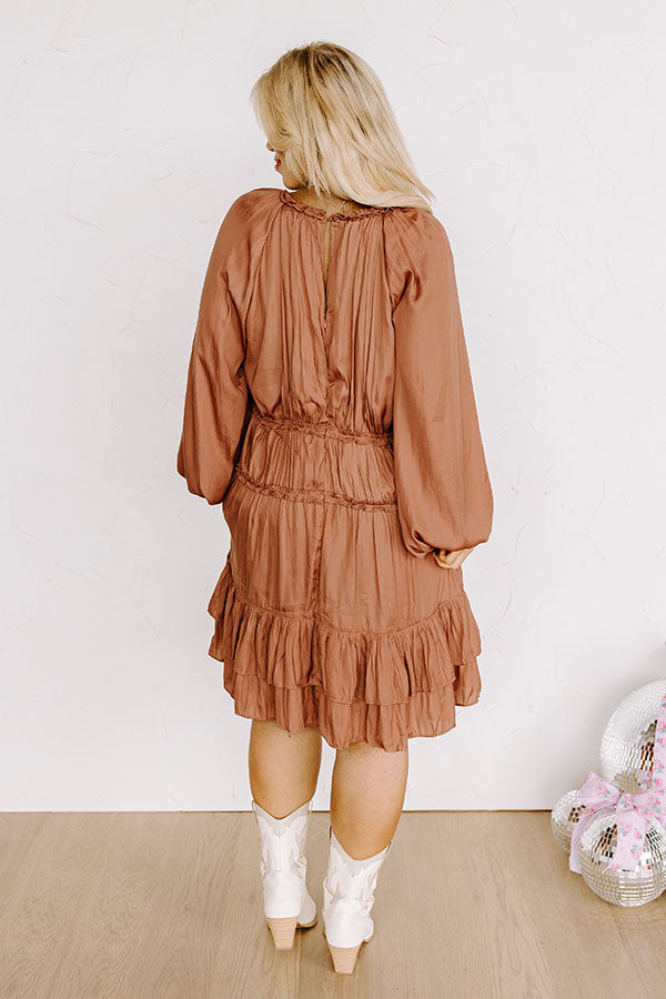 Caught Crushing Ruffle Dress In Rustic Rose Curves