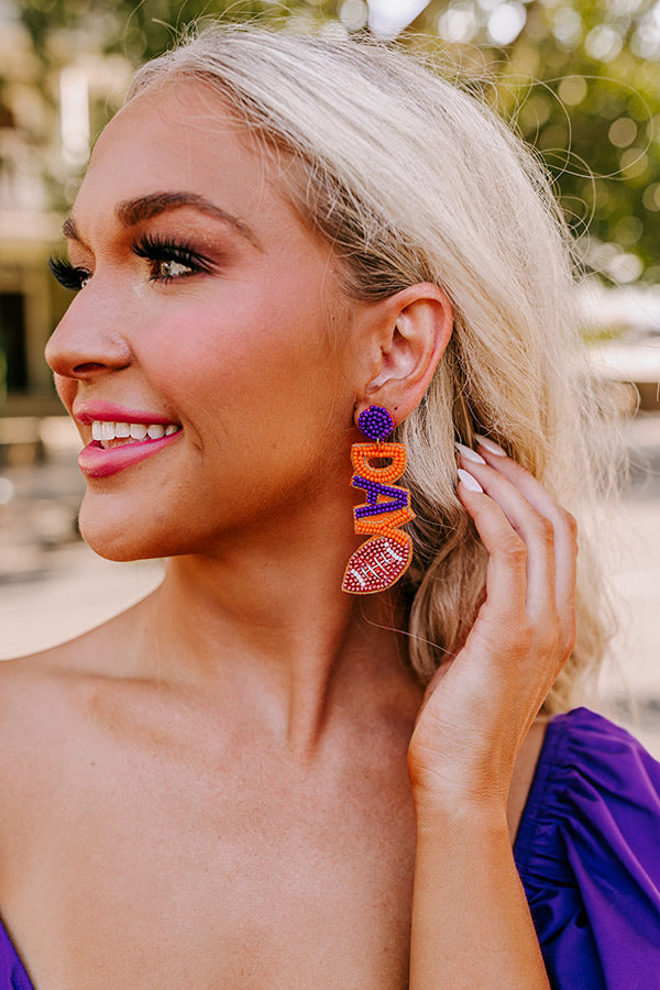 Game Day Beaded Earrings In Orange
