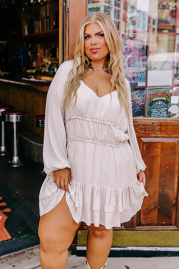 Caught Crushing Ruffle Dress In Stone Curves