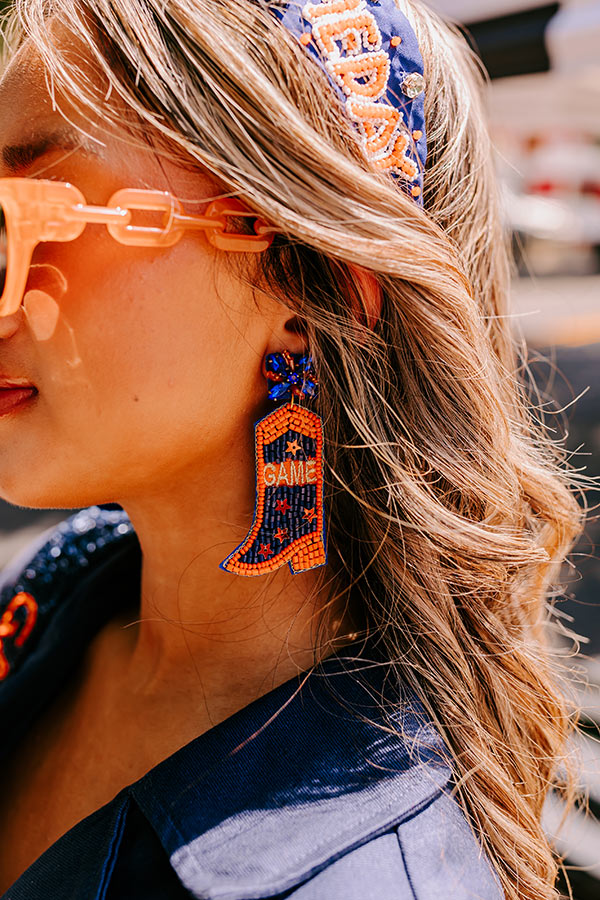 Game Day Down South Earrings In Navy