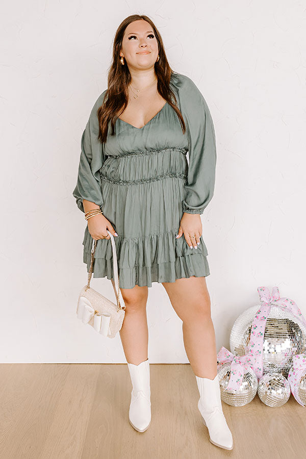 Caught Crushing Ruffle Dress In Pear Curves