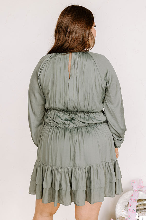 Caught Crushing Ruffle Dress In Pear Curves