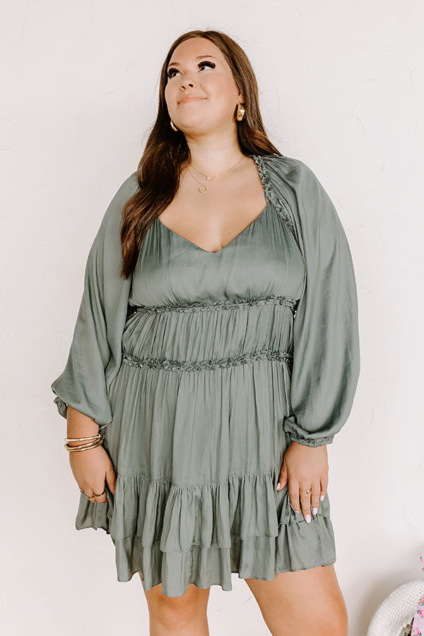 Caught Crushing Ruffle Dress In Pear Curves