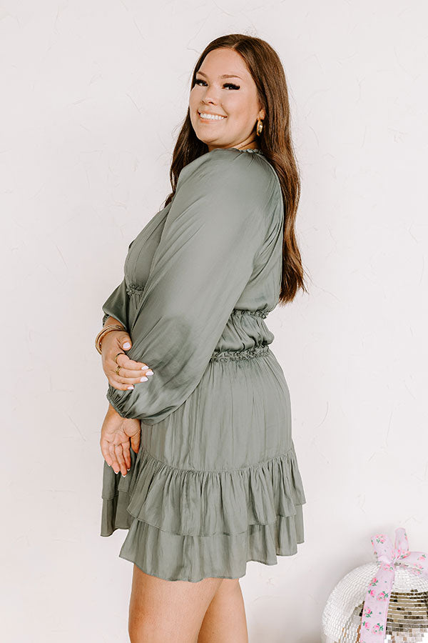 Caught Crushing Ruffle Dress In Pear Curves