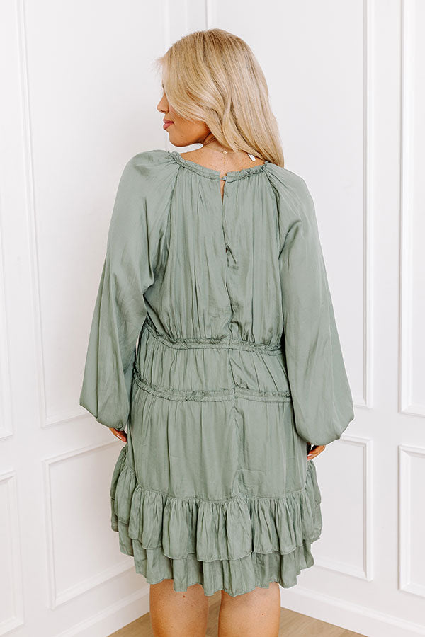 Caught Crushing Ruffle Dress In Pear Curves