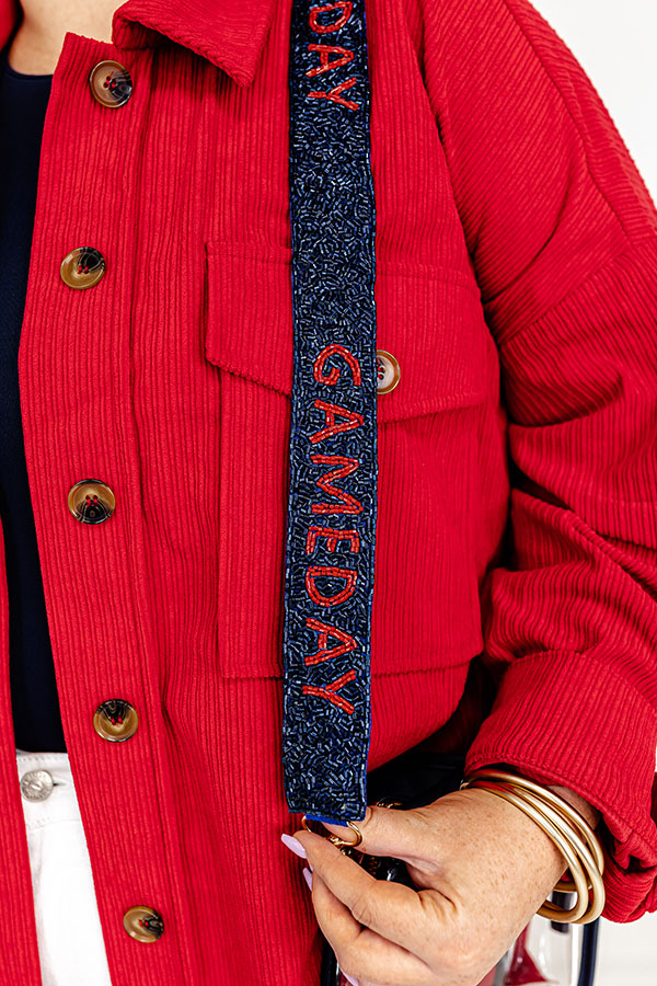 It's Gameday Beaded Bag Strap in Red/Navy
