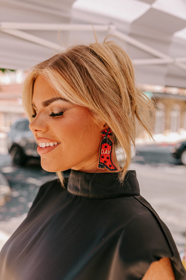 Game Day Down South Earrings In Red