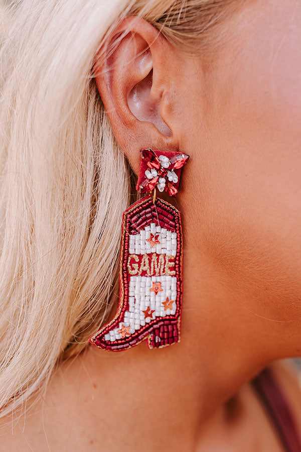 Game Day Down South Earrings In Maroon