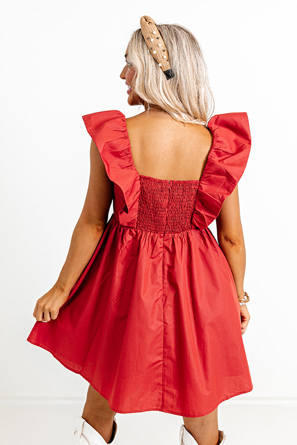 Cityscape Splendor Babydoll Dress In Rust