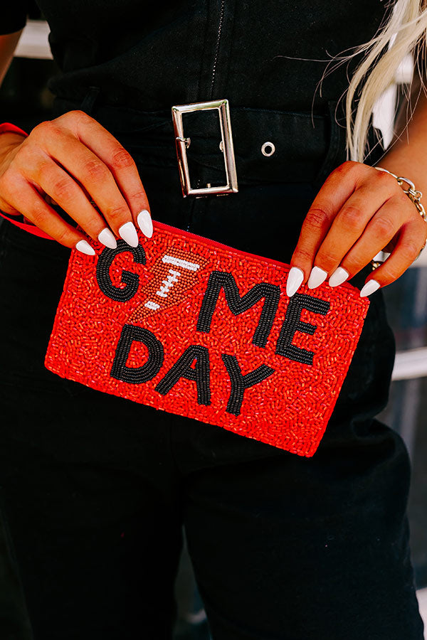 Game Day Beaded Clutch In Red