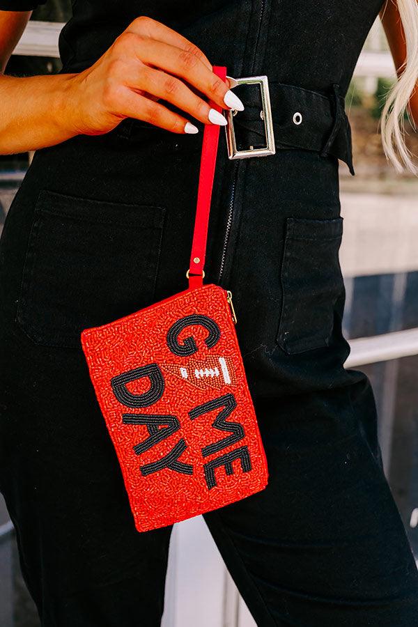 Game Day Beaded Clutch In Red