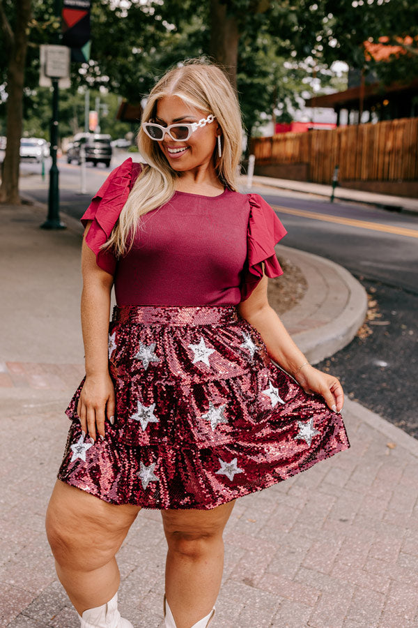 Halftime Happy Hour Bodysuit In Maroon Curves
