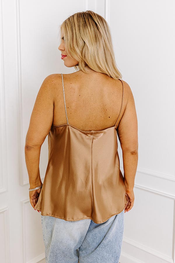Stay Sophisticated Satin Top In Iced Latte Curves