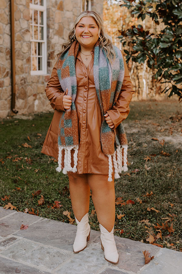 Mostly Amused Faux Leather Dress in Camel Curves