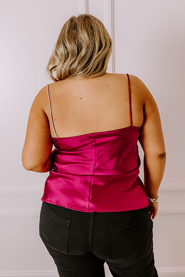 Stay Sophisticated Satin Top In Wine Curves