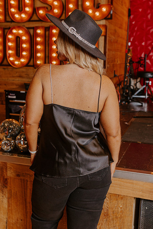 Stay Sophisticated Satin Top In Black Curves