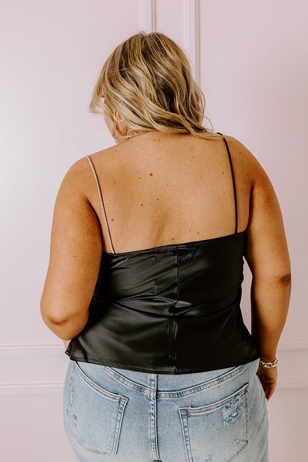 Stay Sophisticated Satin Top In Black Curves