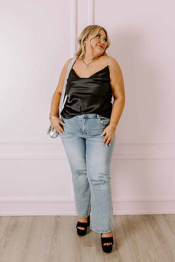 Stay Sophisticated Satin Top In Black Curves