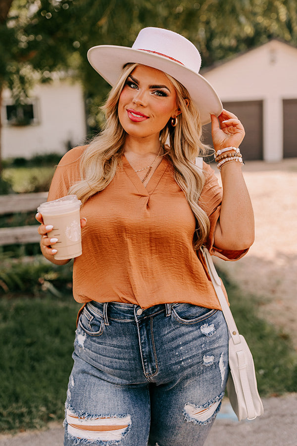 Stylish Setting Shift Top in Camel Curves