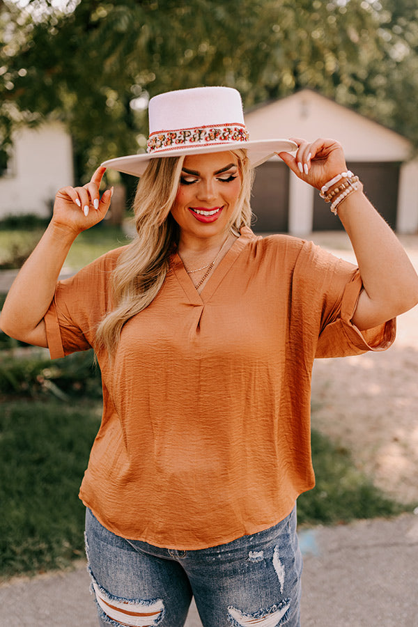 Stylish Setting Shift Top in Camel Curves