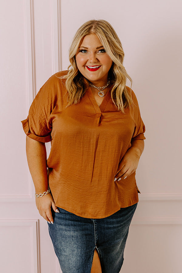 Stylish Setting Shift Top in Camel Curves