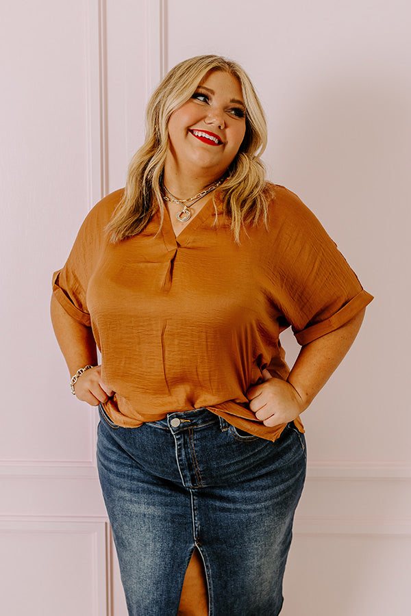 Stylish Setting Shift Top in Camel Curves