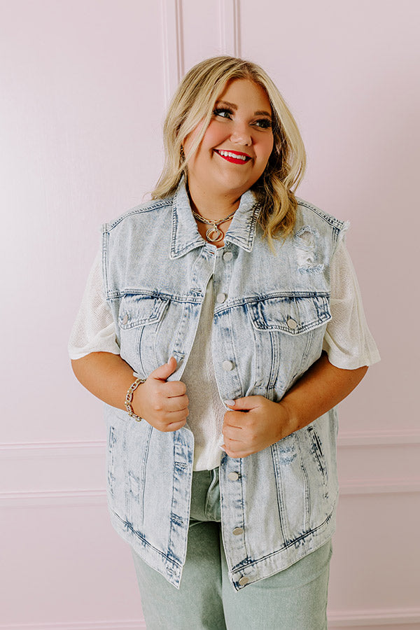 Risen The Addison Distressed Denim Vest Curves